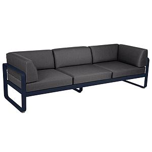 Canapé Club 3 places BELLEVIE Fermob bleu abysse-gris graphite