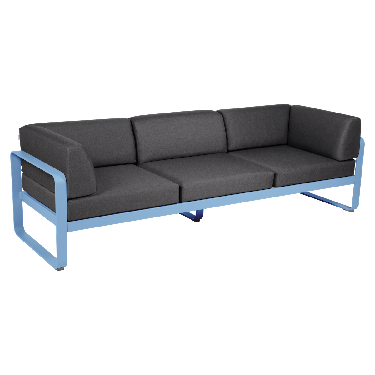 Canapé club 3 places BELLEVIE Fermob bleu maya-gris graphite