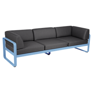 Canapé club 3 places BELLEVIE Fermob bleu maya-gris graphite