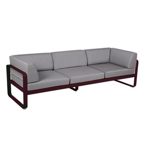 Canapé Club 3 places BELLEVIE Fermob cerise noire-gris flanelle