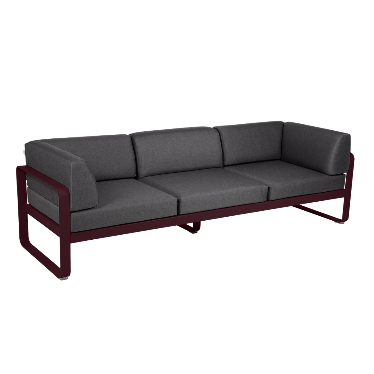Canapé Club 3 places BELLEVIE Fermob cerise noire-gris graphite