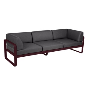 Canapé Club 3 places BELLEVIE Fermob cerise noire-gris graphite