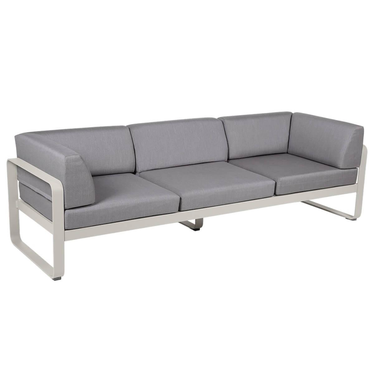 Canapé Club 3 places BELLEVIE Fermob gris argile-gris flanelle