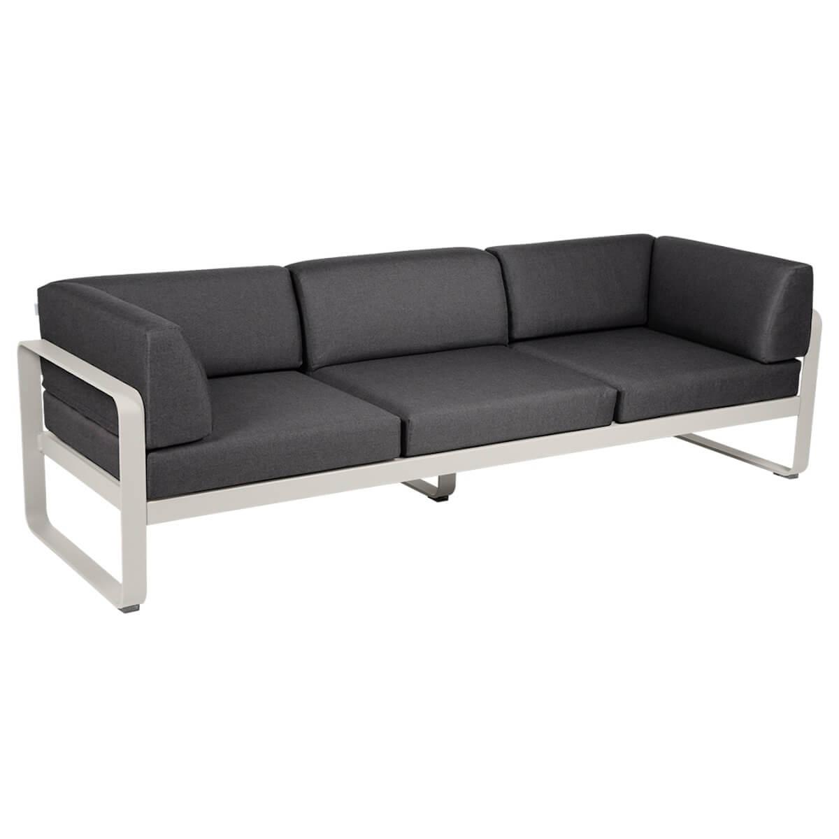Canapé Club 3 places BELLEVIE Fermob gris argile-gris graphite