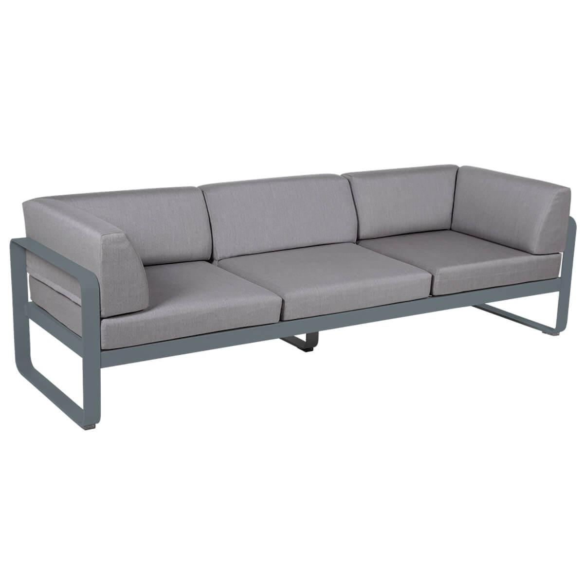 Canapé Club 3 places BELLEVIE Fermob gris orage-gris flanelle