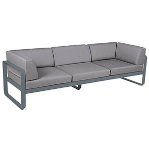 Canapé Club 3 places BELLEVIE Fermob gris orage-gris flanelle