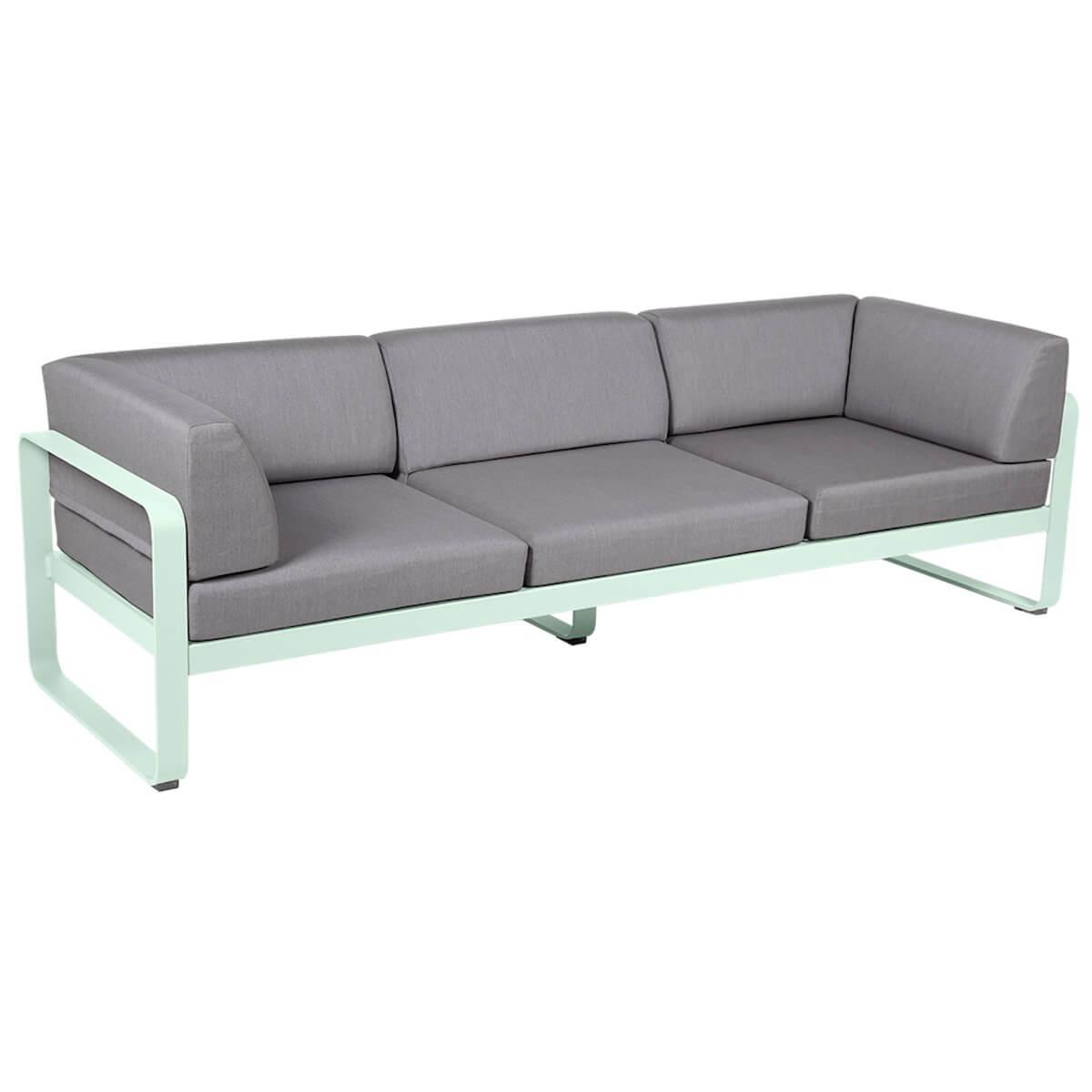 Canapé Club 3 places BELLEVIE Fermob menthe glaciale-gris flanelle