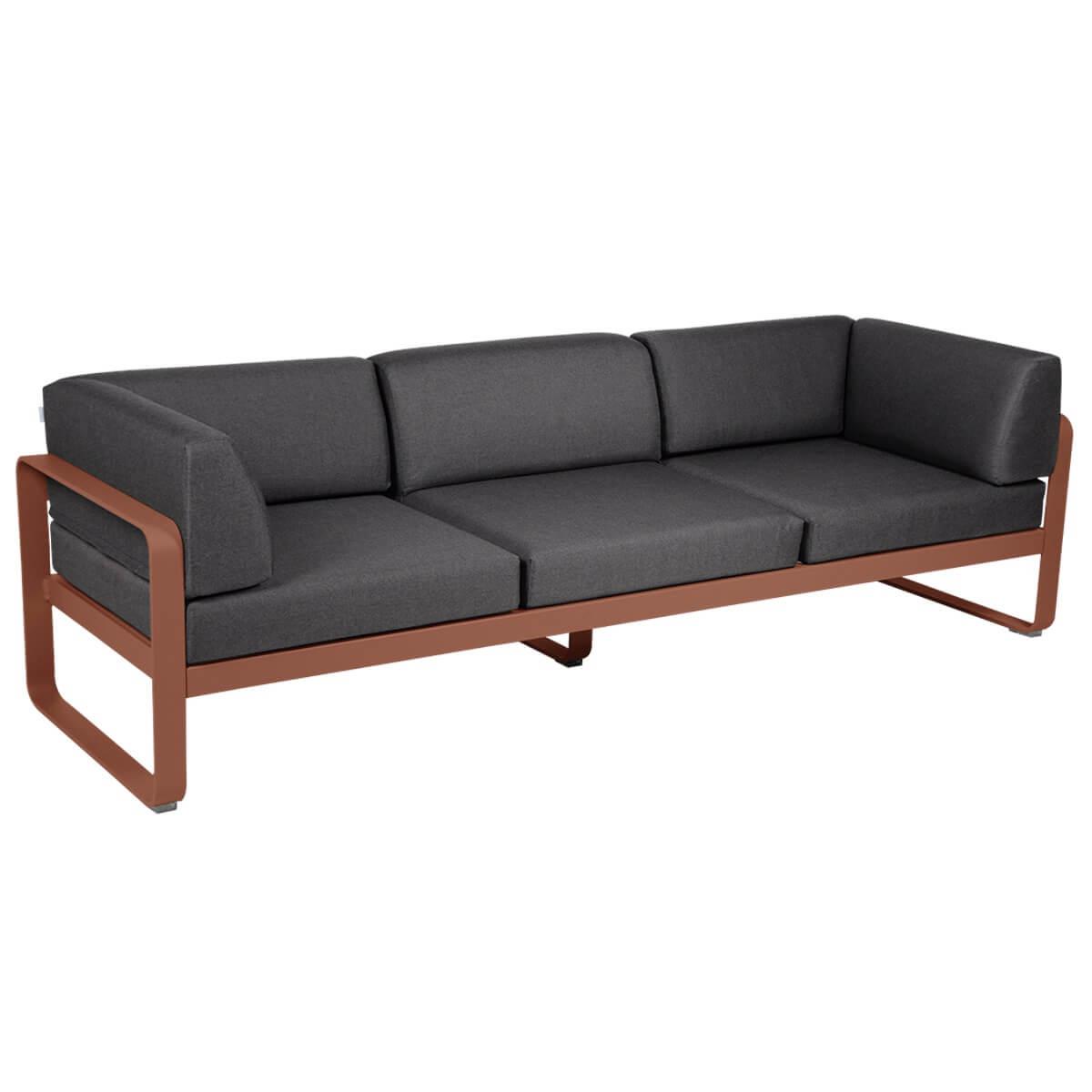Canapé Club 3 places BELLEVIE Fermob ocre rouge-gris graphite