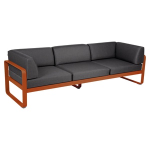 Canapé Club 3 places BELLEVIE Fermob orange confite-gris graphite