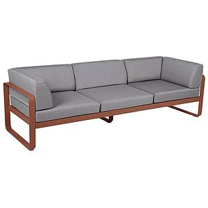 Canapé Club 3 places BELLEVIE Fermob rouge ocre-gris flanelle