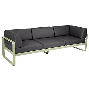 Canapé Club 3 places BELLEVIE Fermob vert tilleul-gris graphite