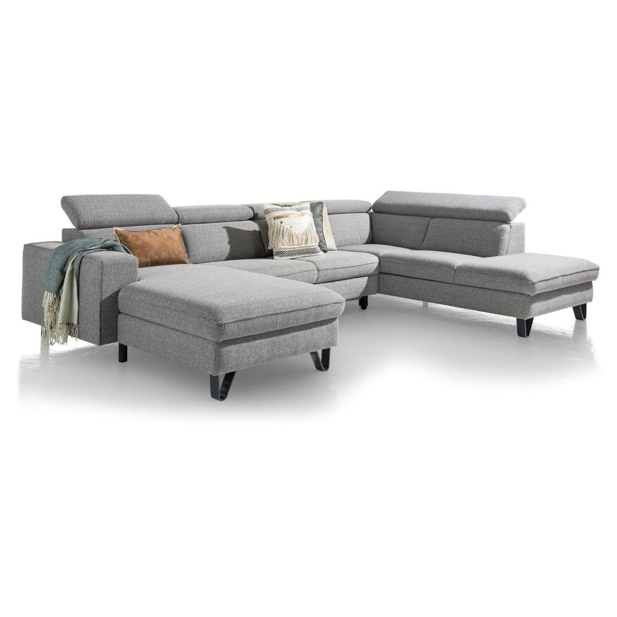 Canapé composé fonction lounge URBAN Xooon Tissu FORLI gris clair