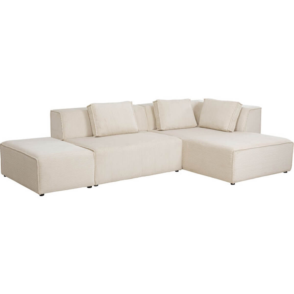 Canapé d'angle à droite INFINITY OTTOMANE CORD Kare Design crème