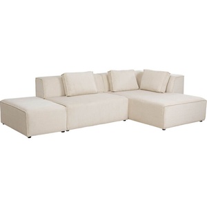 Canapé d'angle à droite INFINITY OTTOMANE CORD Kare Design crème