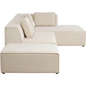 Canapé d'angle à droite INFINITY OTTOMANE CORD Kare Design crème