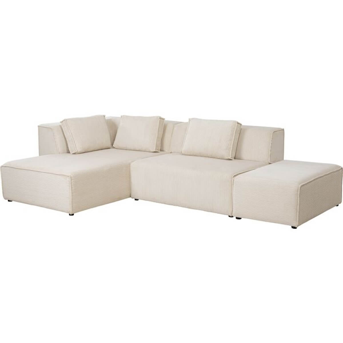 Canapé d'angle à gauche INFINITY OTTOMANE CORD Kare Design crème