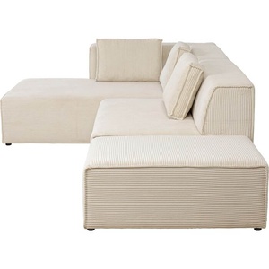 Canapé d'angle à gauche INFINITY OTTOMANE CORD Kare Design crème