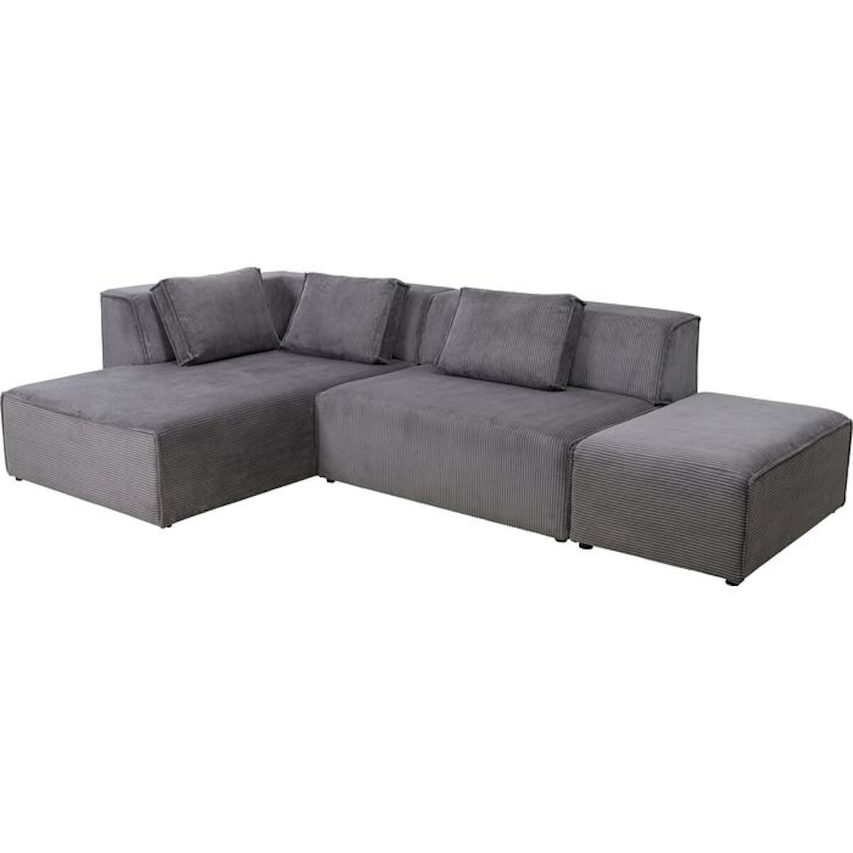 Canapé d'angle à gauche INFINITY OTTOMANE CORD Kare Design gris 