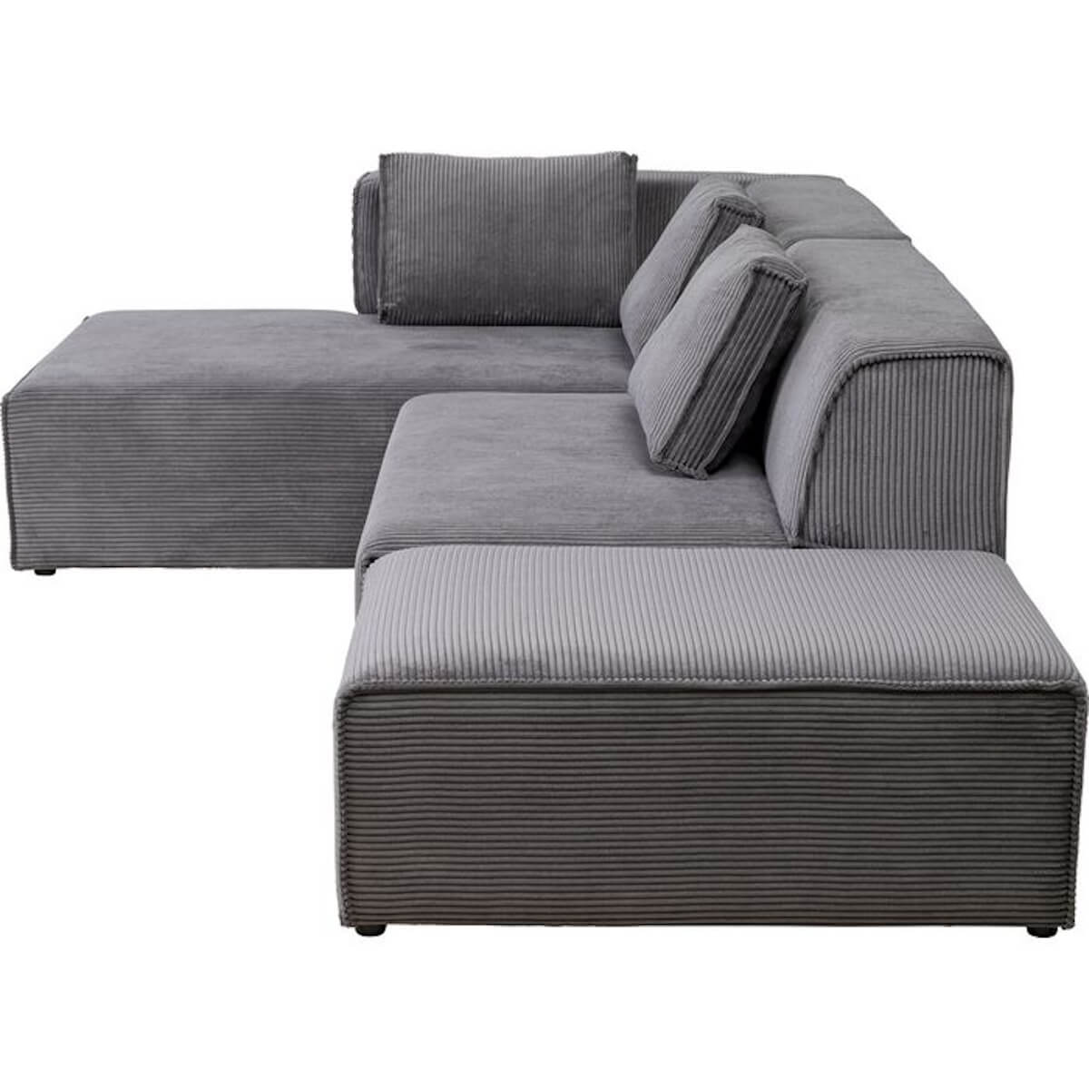 Canapé d'angle à gauche INFINITY OTTOMANE CORD Kare Design gris 