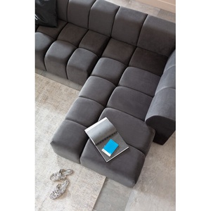 Canapé d'angle droit BELAMI Kare Design Velvet gris