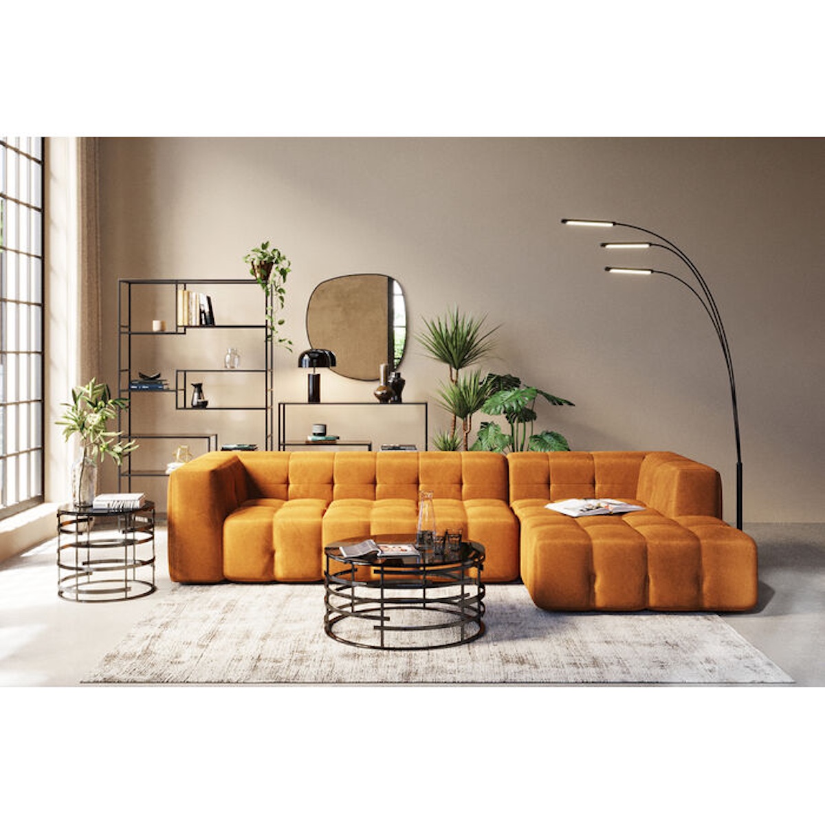 Canapé d'angle droite 320cm SALAMANCA Kare Design brun doré
