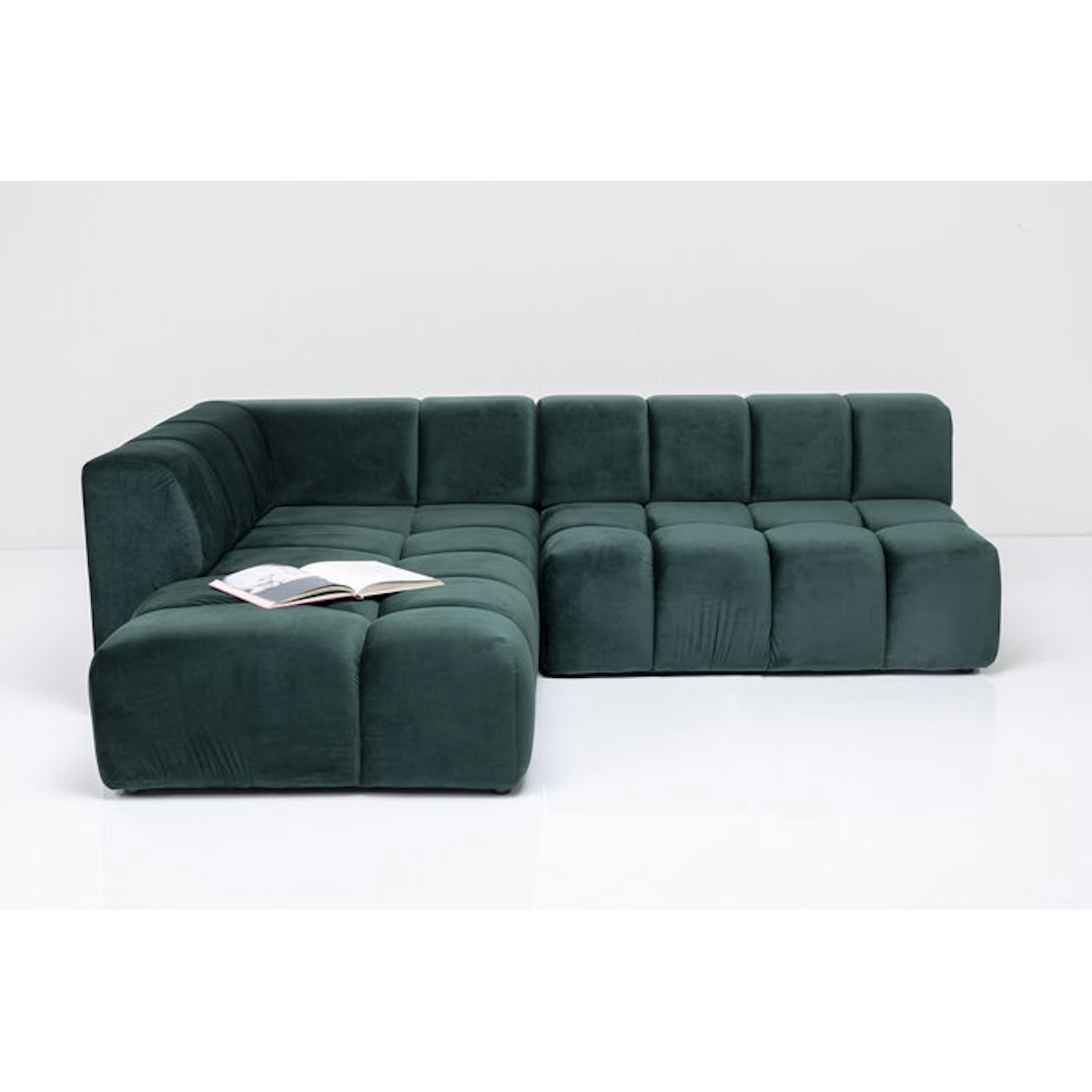 Canapé d'angle gauche 265cm BELAMI Kare Design vert foncé