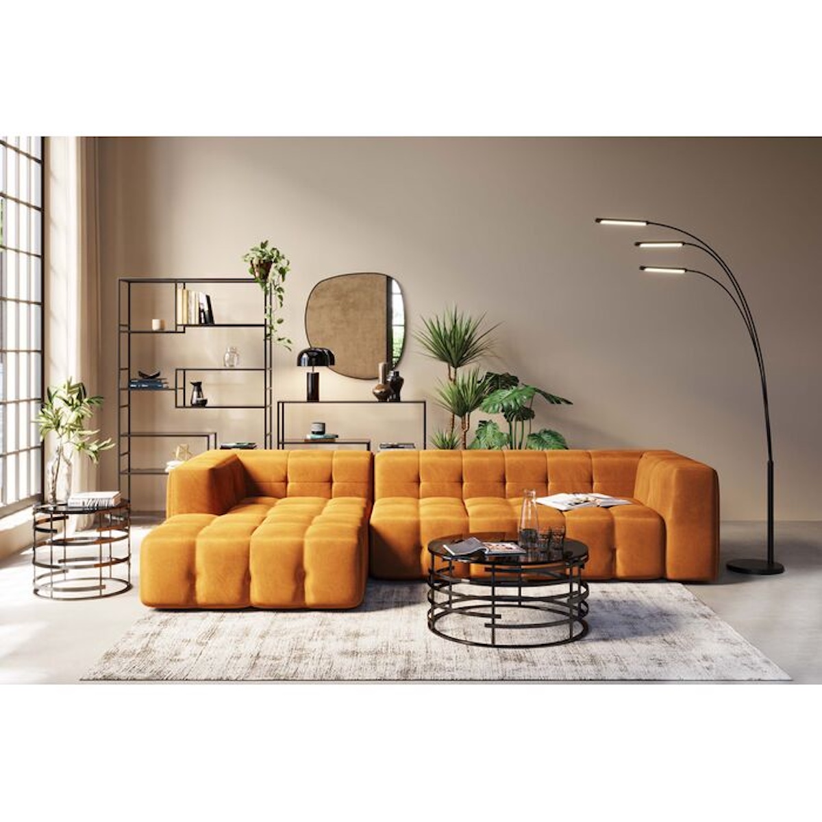 Canapé d'angle gauche 320cm SALAMANCA Kare Design brun doré