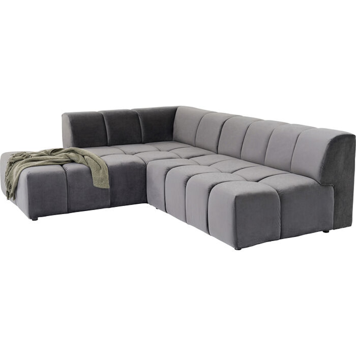 Canapé d'angle gauche BELAMI Kare Design Velvet gris