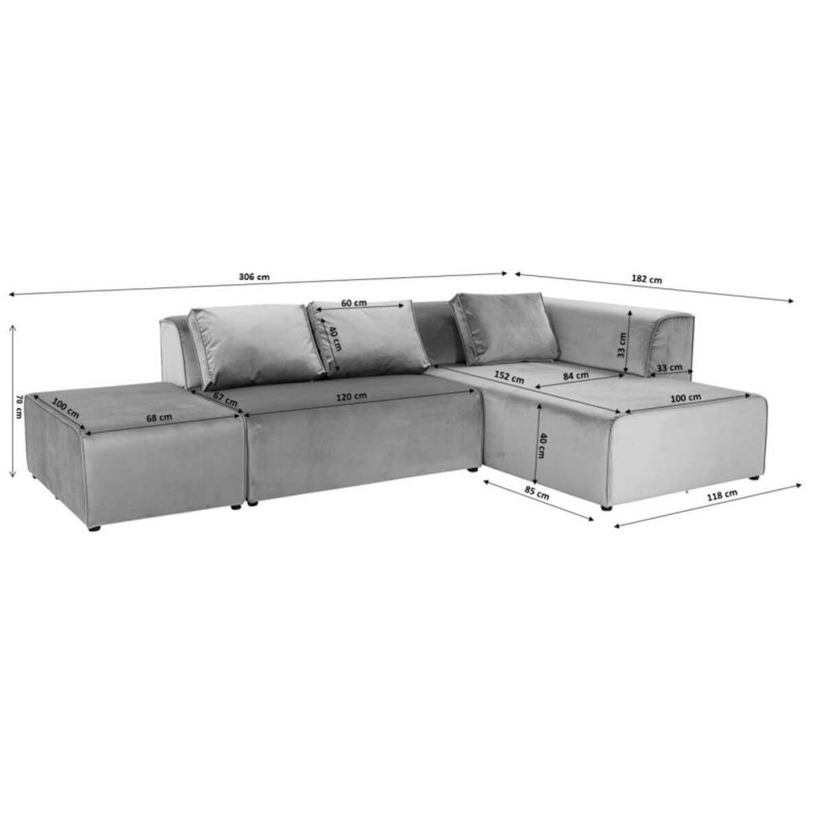 Canapé d'angle Infinity crème Kare Design ottomane droite