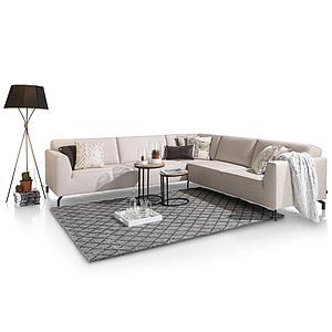 Canapé d'angle NOVARA Henders & Hazel 3 et 2,5 places tissu Fantasy beige