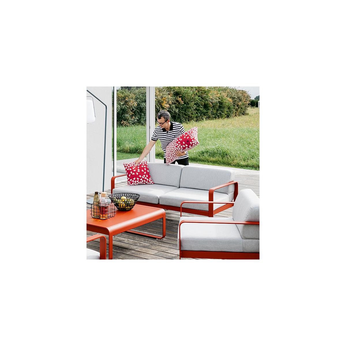 Canapé de jardin 2 places BELLEVIE Fermob blanc coton-blanc grisé