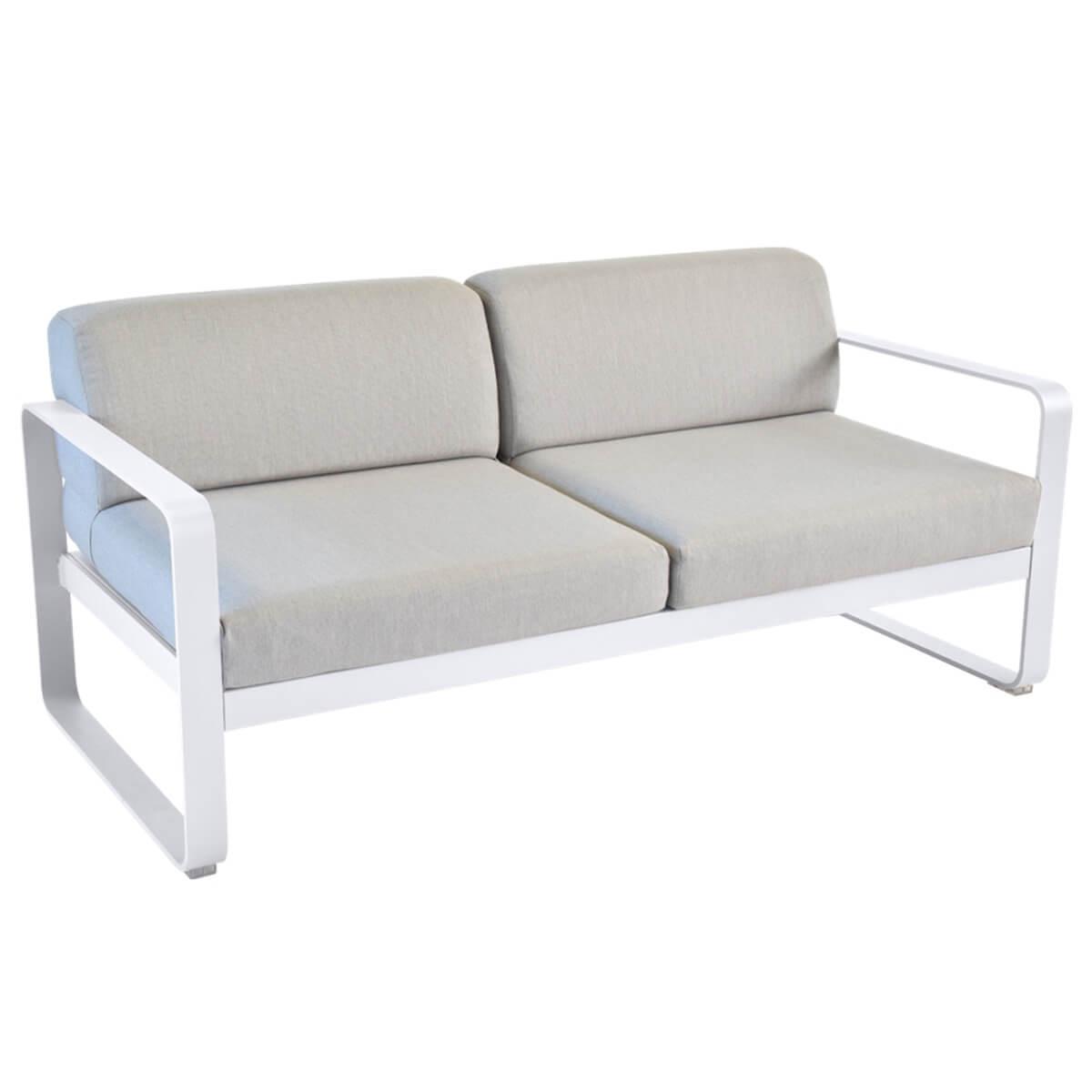Canapé de jardin 2 places BELLEVIE Fermob blanc coton-gris flanelle
