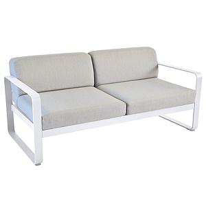 Canapé de jardin 2 places BELLEVIE Fermob blanc coton-gris flanelle