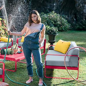 Canapé de jardin 2 places BELLEVIE Fermob blanc coton-gris flanelle