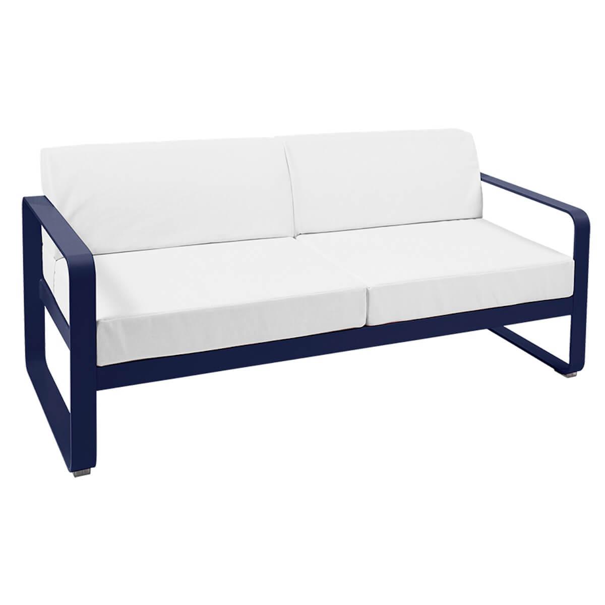 Canapé de jardin 2 places BELLEVIE Fermob bleu abysse-blanc grisé
