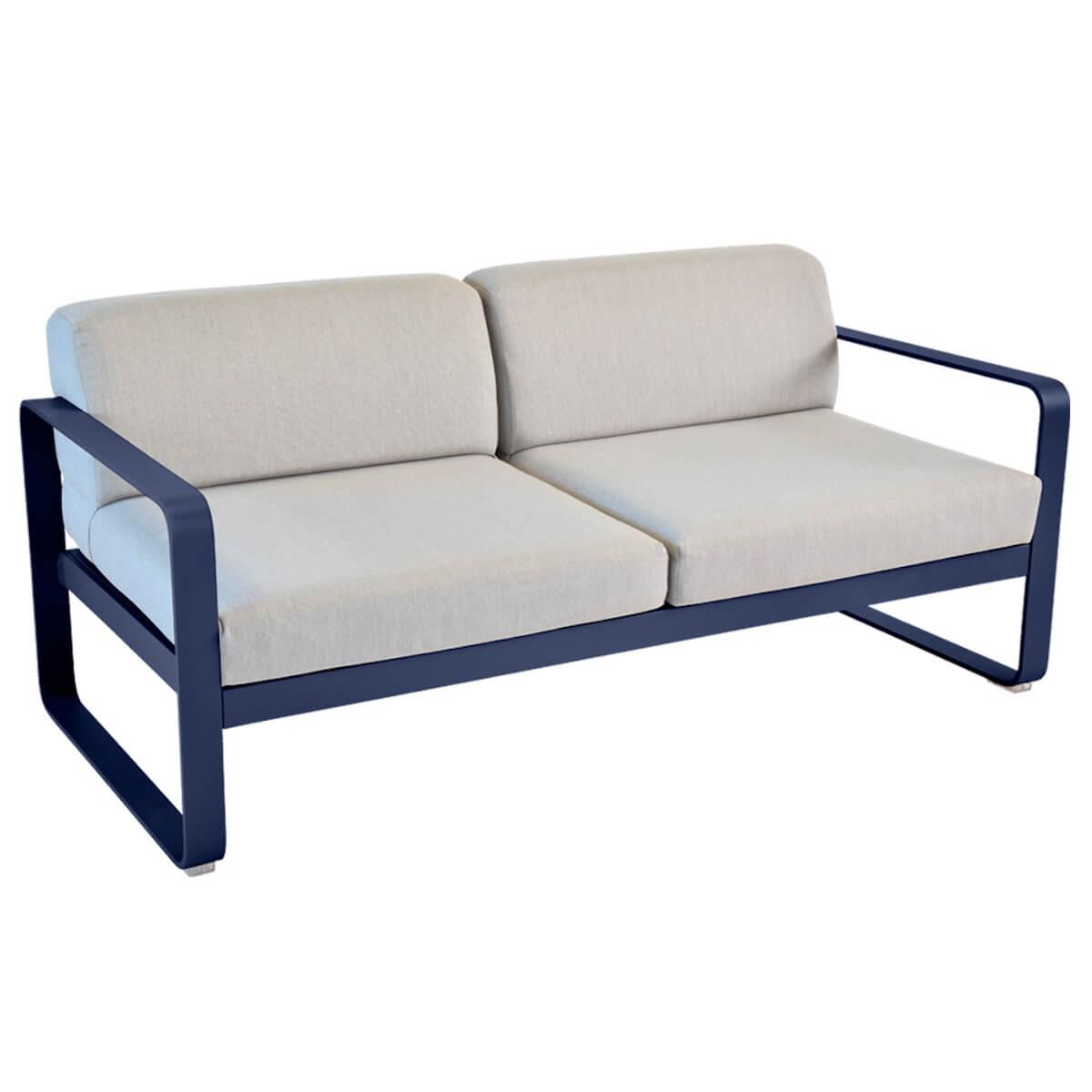 Canapé de jardin 2 places BELLEVIE Fermob bleu abysse-gris flanelle