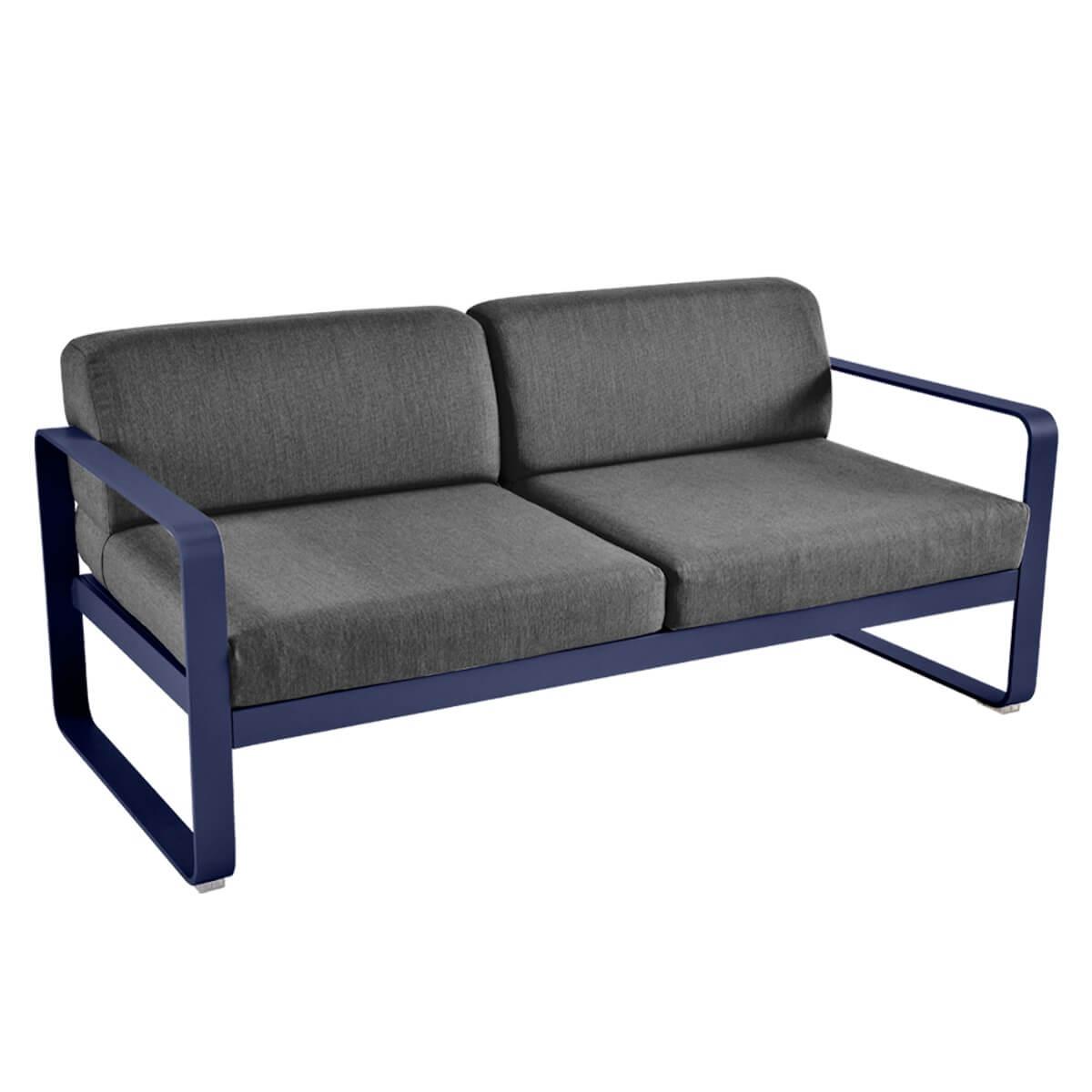 Canapé de jardin 2 places BELLEVIE Fermob bleu abysse-gris graphite