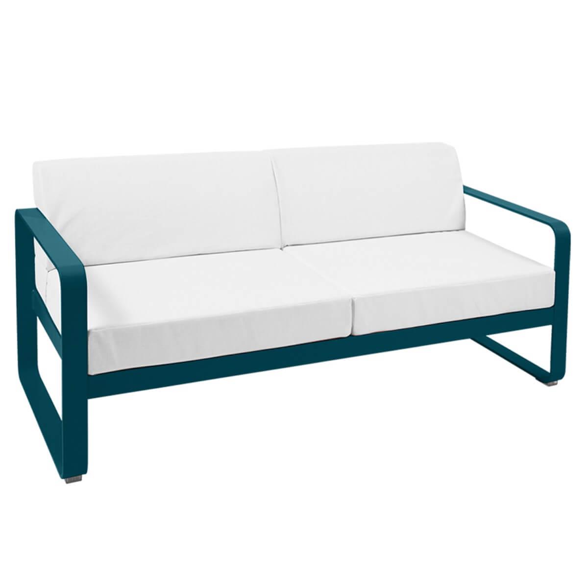Canapé de jardin 2 places BELLEVIE Fermob bleu acapulco-blanc grisé
