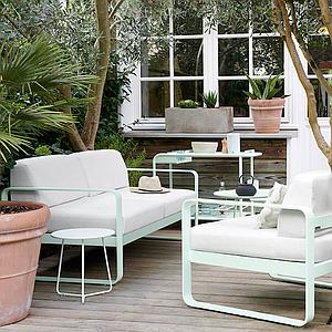 Canapé de jardin 2 places BELLEVIE Fermob bleu acapulco-blanc grisé