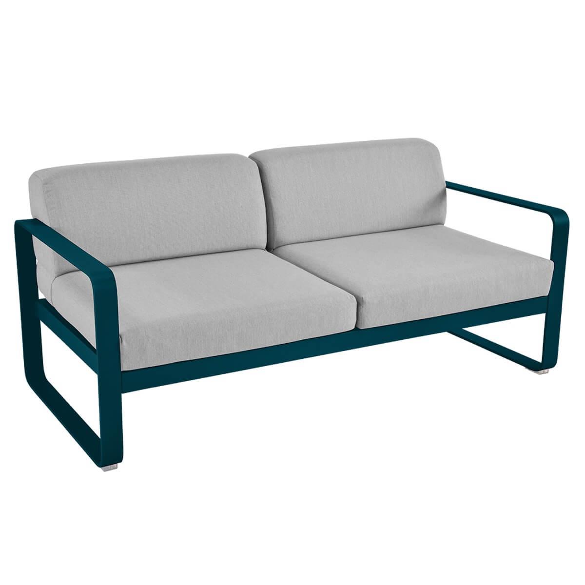 Canapé de jardin 2 places BELLEVIE Fermob bleu acapulco-gris flanelle