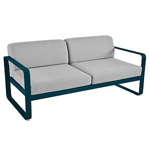 Canapé de jardin 2 places BELLEVIE Fermob bleu acapulco-gris flanelle