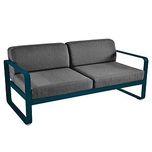 Canapé de jardin 2 places BELLEVIE Fermob bleu acapulco-gris graphite