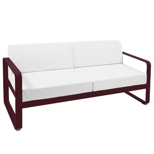 Canapé de jardin 2 places BELLEVIE Fermob Cerise noire-blanc grisé