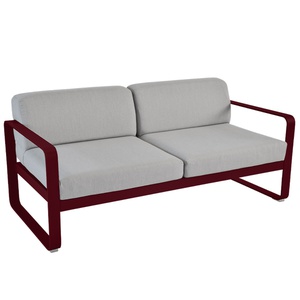 Canapé de jardin 2 places BELLEVIE Fermob Cerise noire-gris flanelle