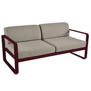 Canapé de jardin 2 places BELLEVIE Fermob Cerise noire-taupe grisé