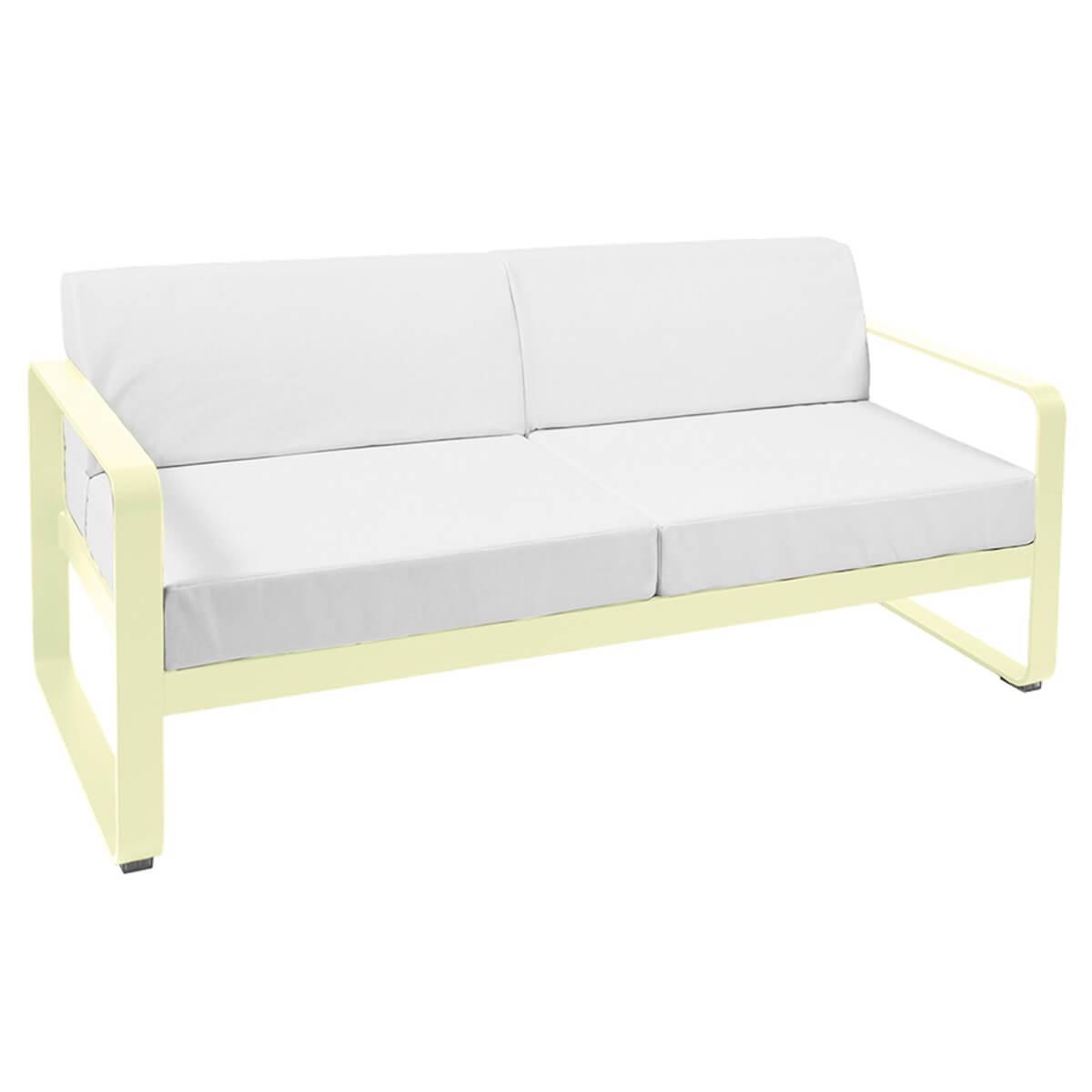 Canapé de jardin 2 places BELLEVIE Fermob citron givré-blanc grisé