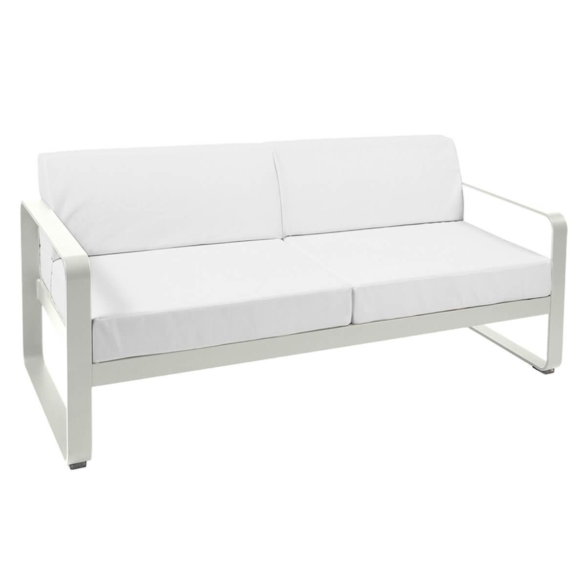 Canapé de jardin 2 places BELLEVIE Fermob gris argile-blanc grisé