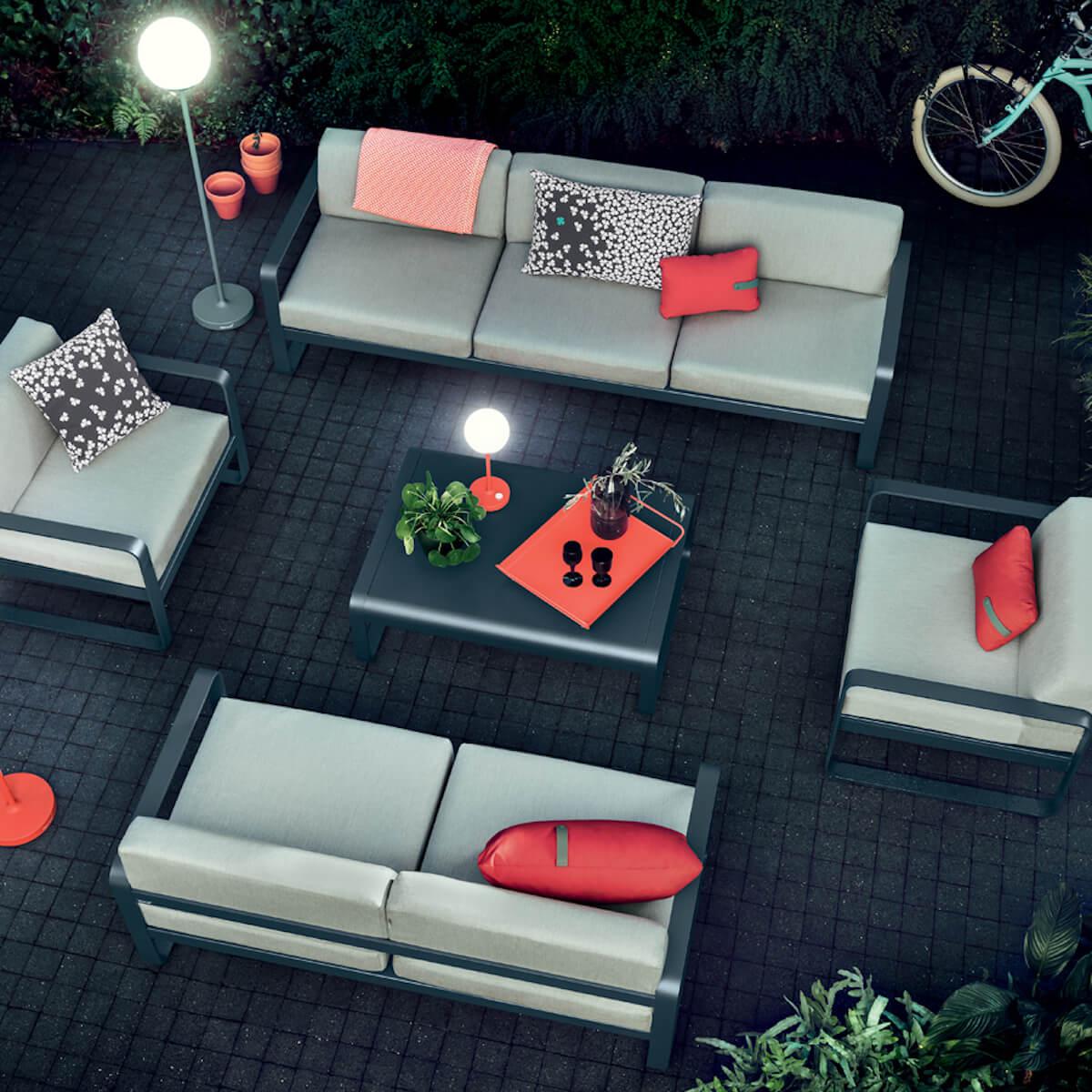 Canapé de jardin 2 places BELLEVIE Fermob gris argile-gris flanelle