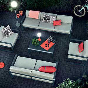 Canapé de jardin 2 places BELLEVIE Fermob gris argile-gris flanelle