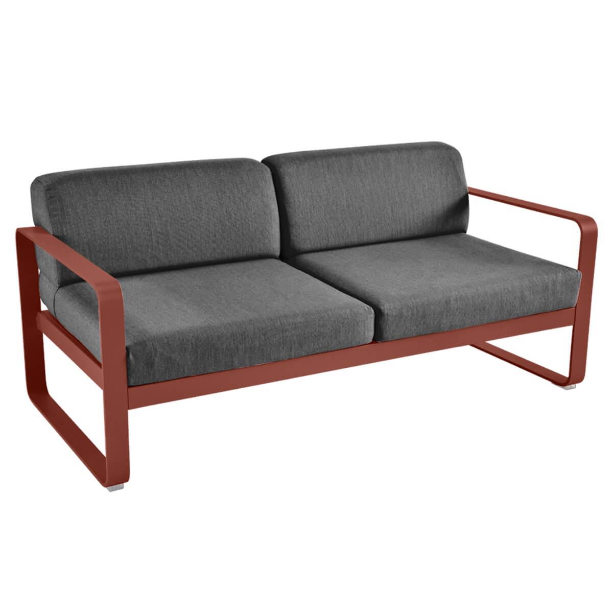 Canapé de jardin 2 places BELLEVIE Fermob ocre rouge-gris graphite